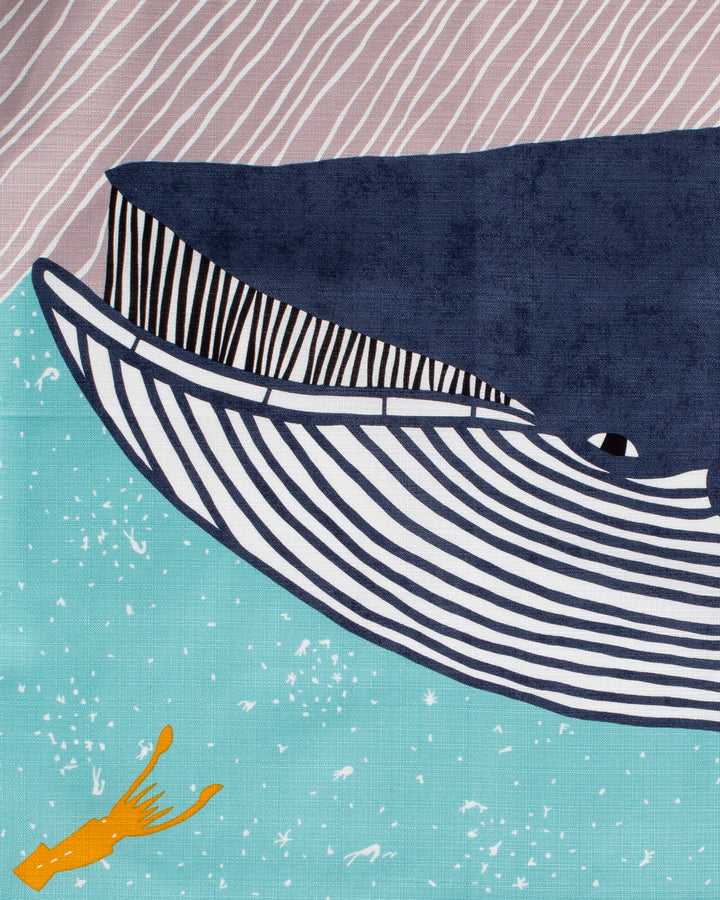 Modern Furoshiki, Musubi, Kata Kata, Whale, Blue 19.5" x 19.5"