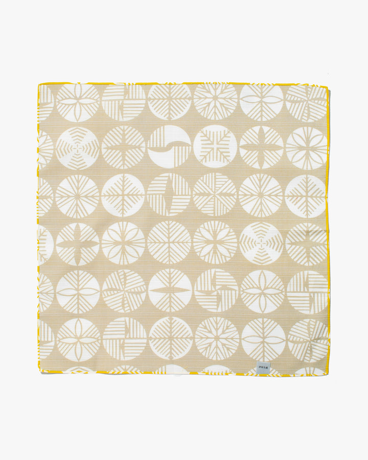 Modern Furoshiki, Musubi, Reversible, Isa Monyo, Pine, Yellow/Grey , 19" x 19"