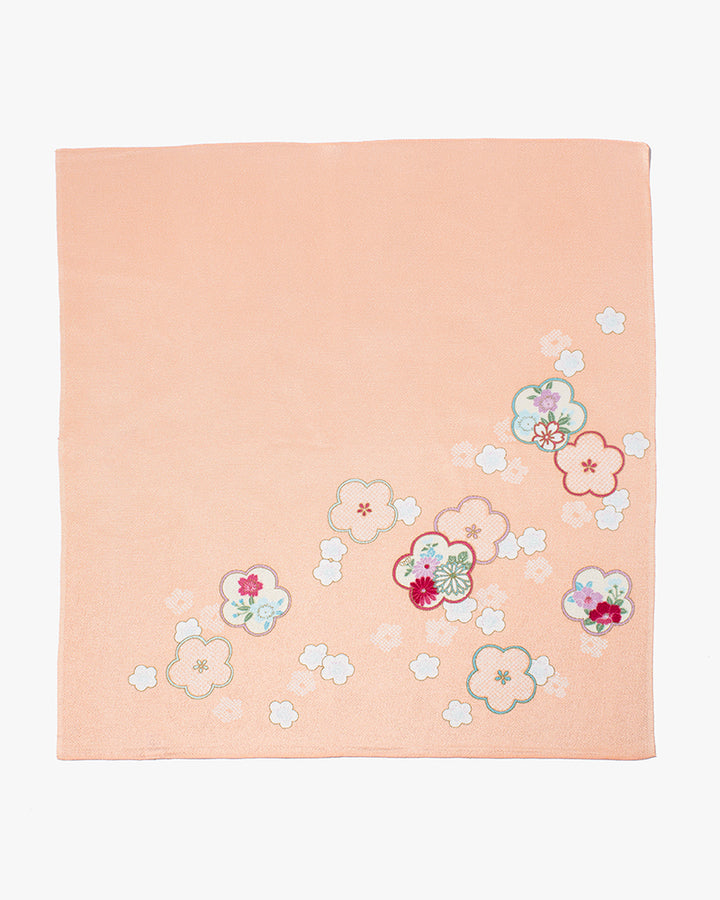 Modern Furoshiki, Musubi, Rayon Chirimen Koyomi, Japanese Apricot, Coral Pink 27" x 27"