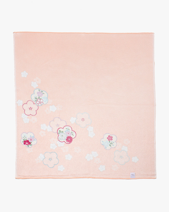 Modern Furoshiki, Musubi, Rayon Chirimen Koyomi, Japanese Apricot, Coral Pink 27" x 27"