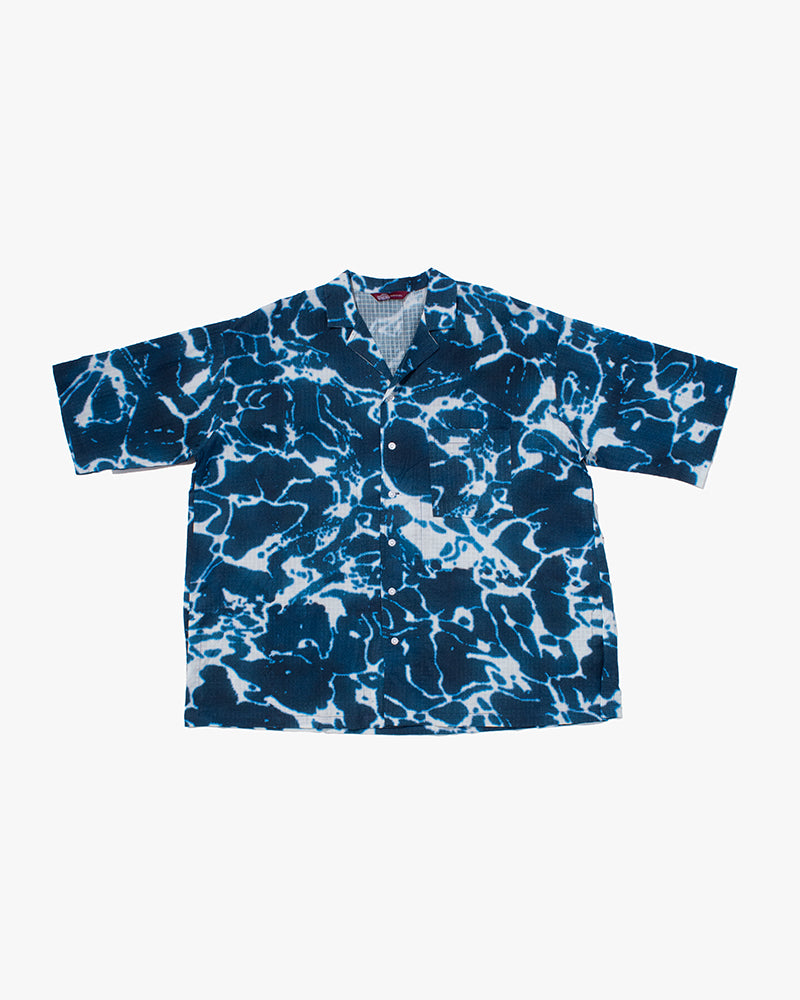 Wa-Modern, Short Sleeve Ripstop Button Up Shirt, Ruri