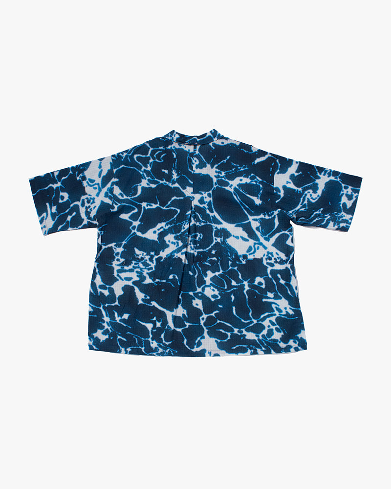 Wa-Modern, Short Sleeve Ripstop Button Up Shirt, Ruri