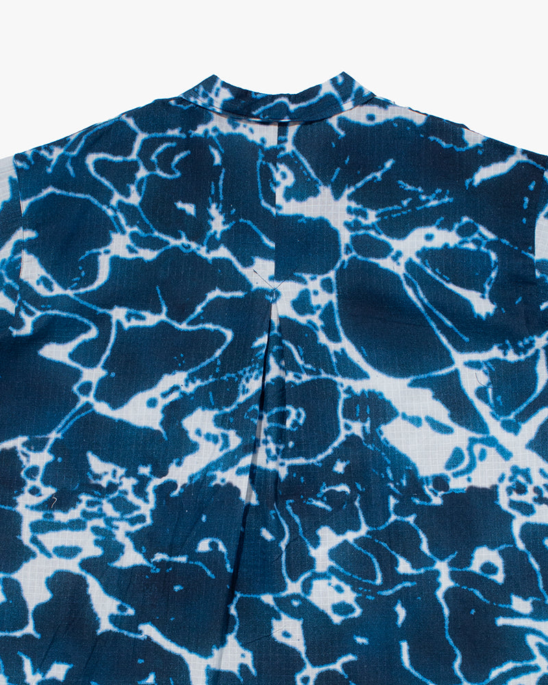 Wa-Modern, Short Sleeve Ripstop Button Up Shirt, Ruri