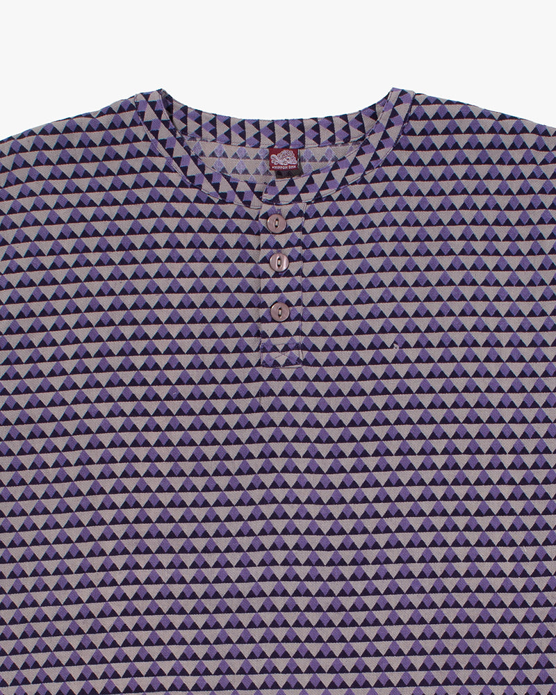Wa-Modern, Short Sleeve Button Up Tunic, Purple