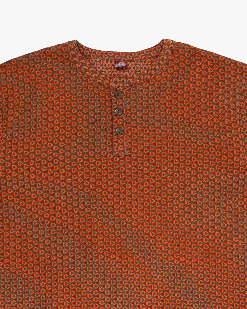 Wa-Modern, Short Sleeve Button Up Tunic, Orange