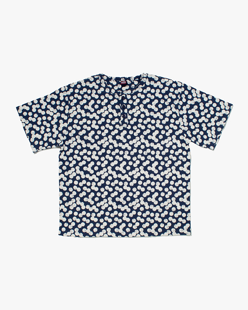 Wa-Modern, Short Sleeve Button Up Tunic, Blue