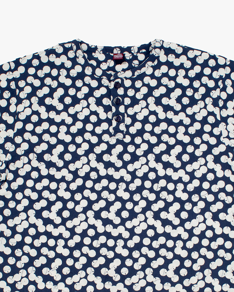Wa-Modern, Short Sleeve Button Up Tunic, Blue