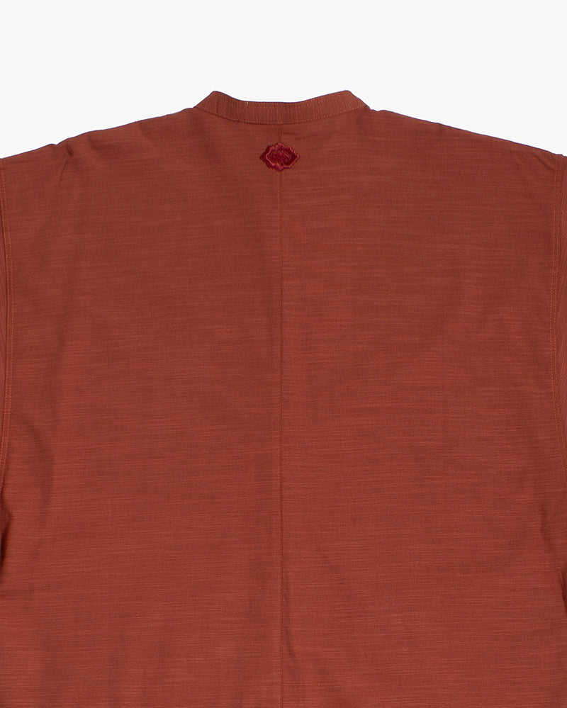Wa-Modern, Long Sleeve Button Up Tunic, Embroidered, Red