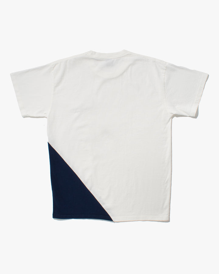 Kiriko Original Tee, 8 oz Cotton, Two Tone Tee with Two patches, White with Navy