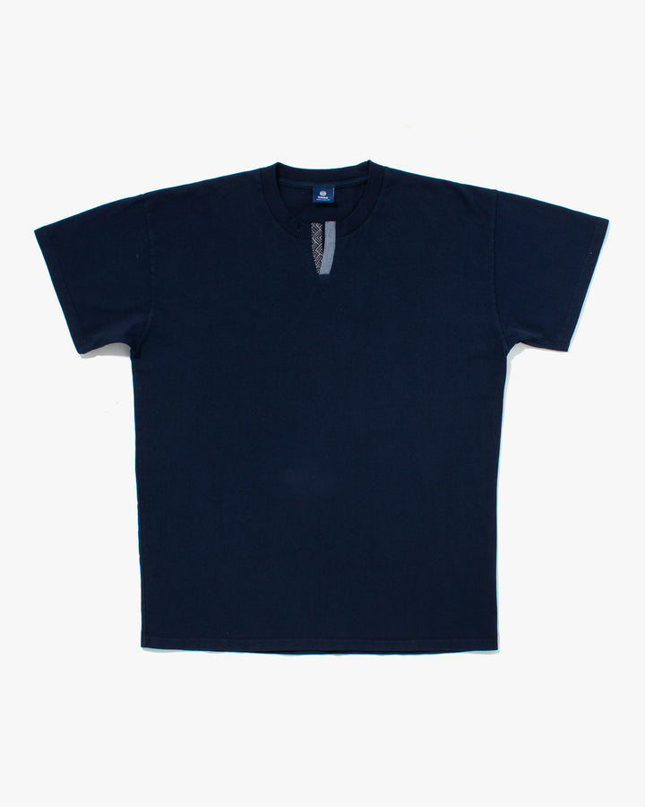 Kiriko Original Tee, 8 oz Cotton, Navy V-Henley