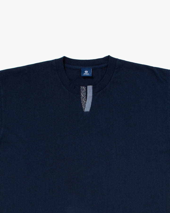 Kiriko Original Tee, 8 oz Cotton, Navy V-Henley