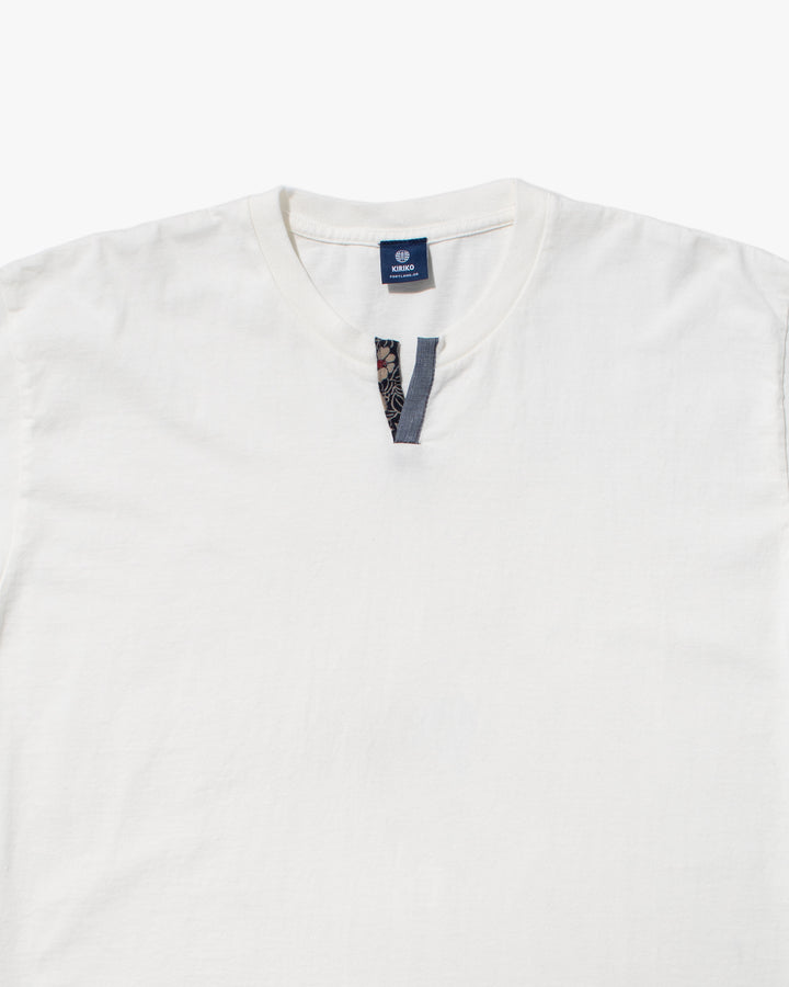 Kiriko Original Tee, 8 oz Cotton, White V-Henley