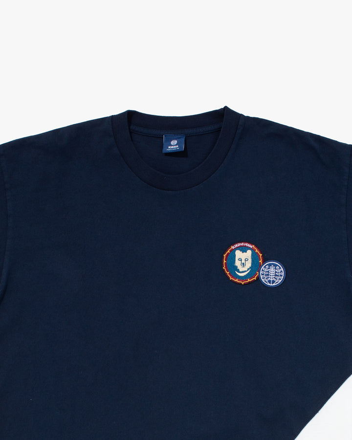 Kiriko Original Tee, 8 oz Cotton, Two Tone Tee with Two Patches, Navy with White