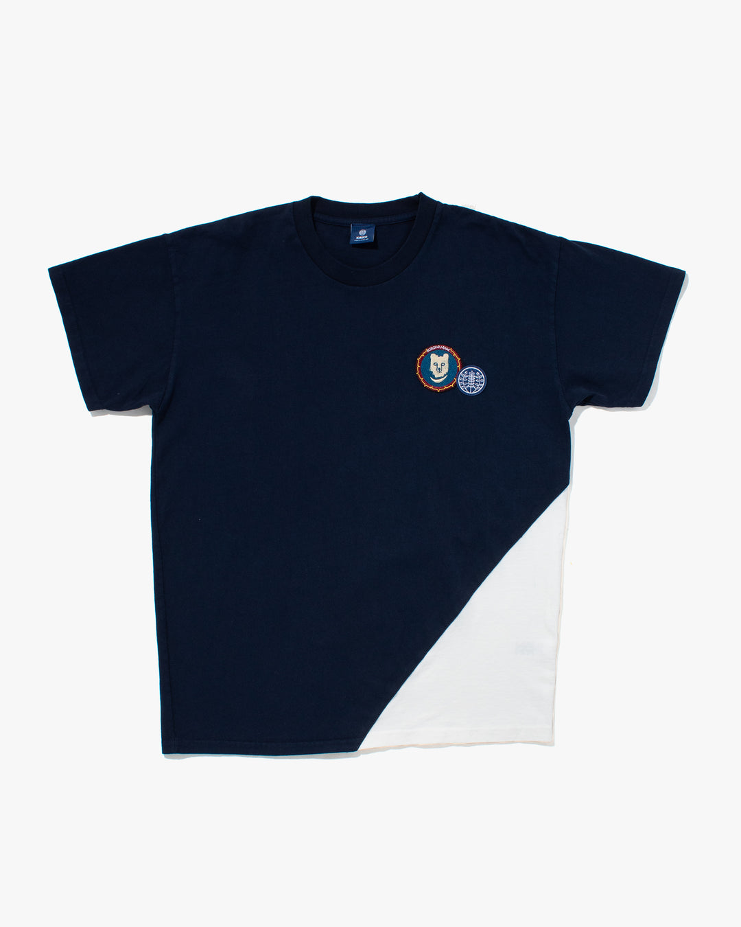 Kiriko Original Tee, 8 oz Cotton, Two Tone Tee with Two Patches, Navy with White