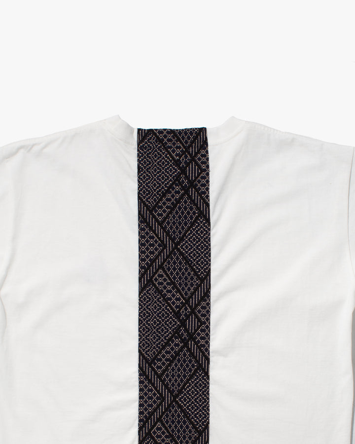Kiriko Original Tee, 8 oz Cotton,  White with Navy Jacquard Weave Inlay