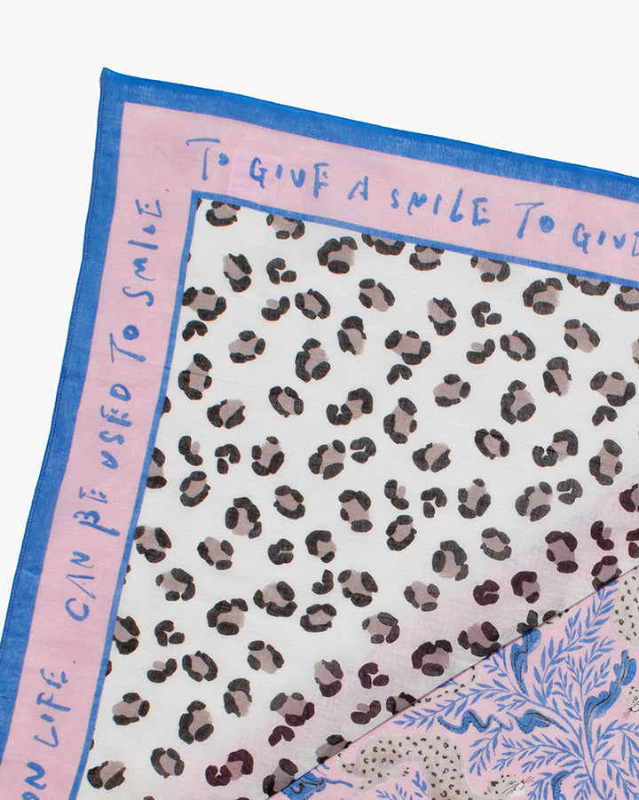Debby Co., Scarf, Maison Blanche Collection, Leopard With Pink and Blue