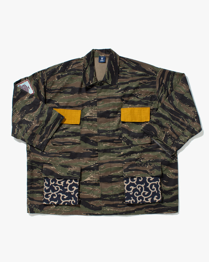 Kiriko Custom Military Camo Jacket, Koi / Dragon Jacket with Patches