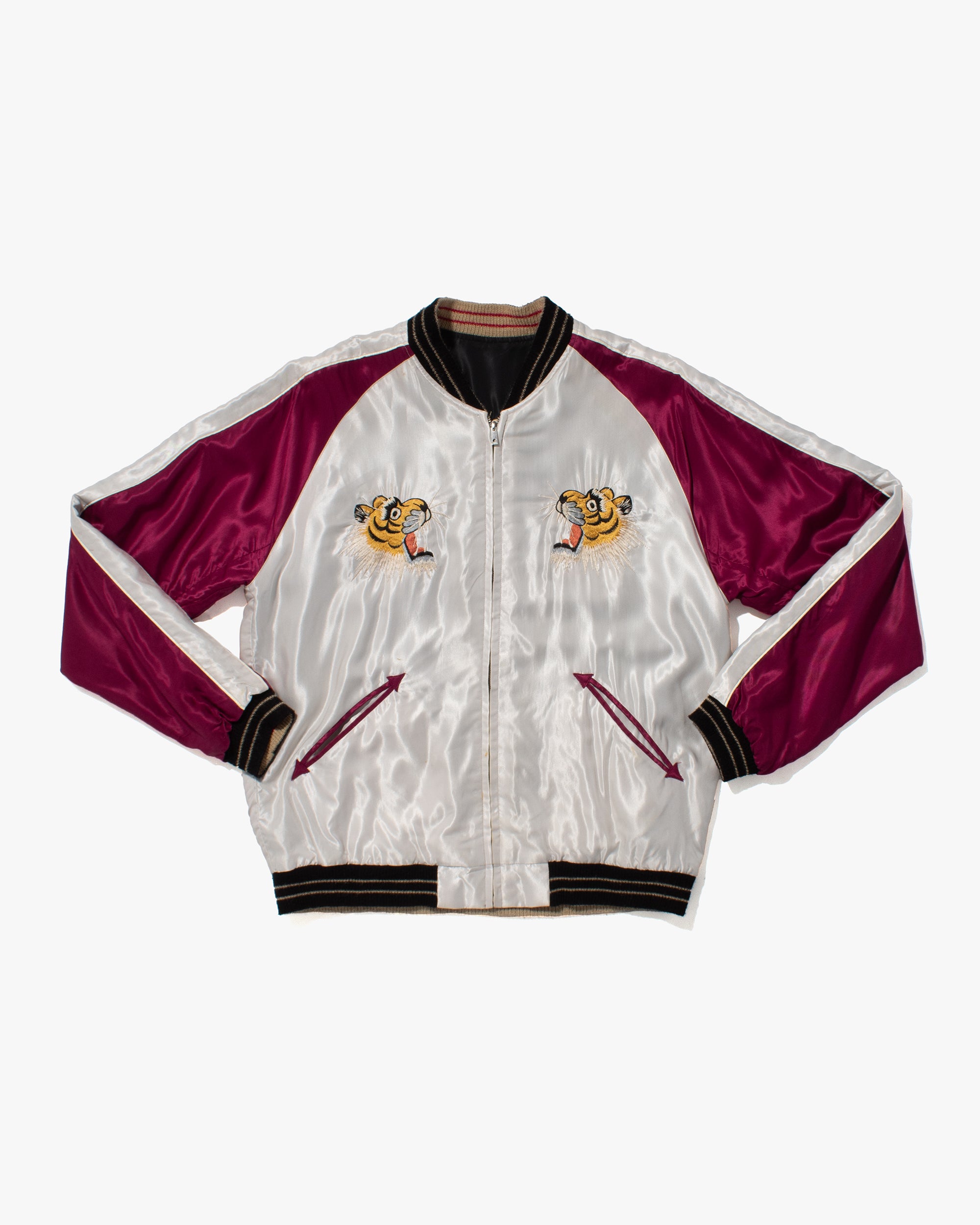 Japanese Repro Souvenir Jacket, Reversible, L, Silver with Map and