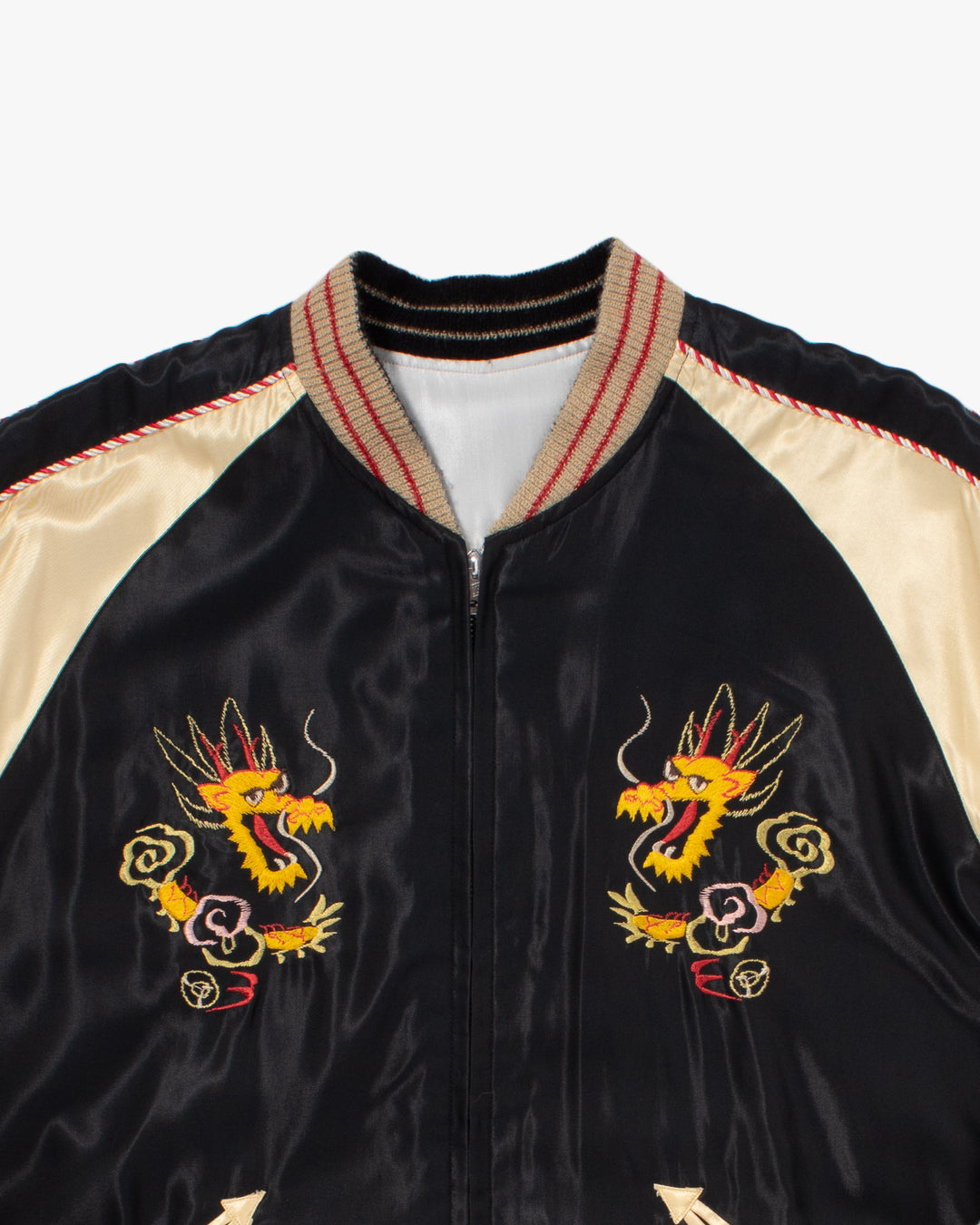 Japanese Repro Souvenir Jacket, Reversible, L, Silver with Map and Animals