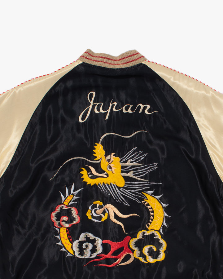 Japanese Repro Souvenir Jacket, Reversible, L, Silver with Map and Animals