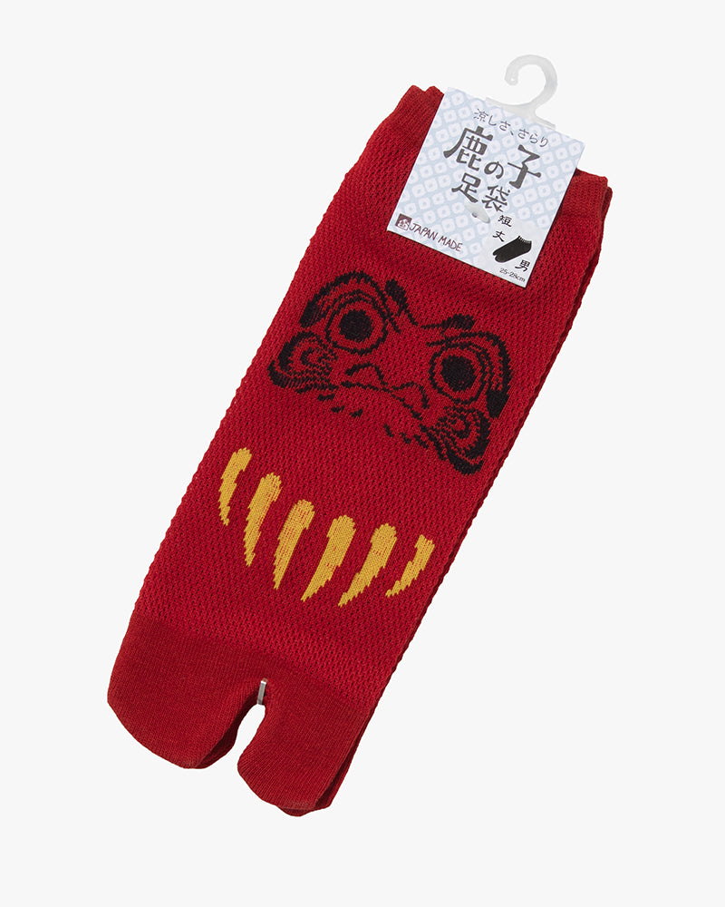 Wa Modern, Tabi Socks, Crew, Red with Black Daruma