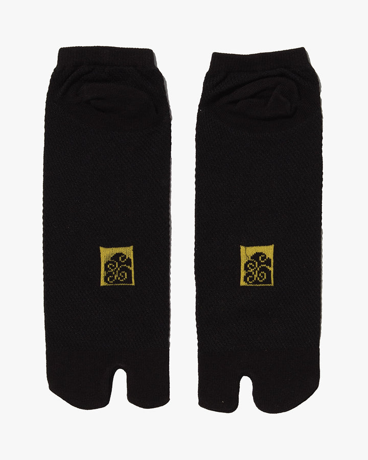 Wa Modern, Tabi Socks, Ankle, Black with Yellow Crane - M/L