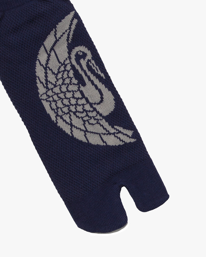 Wa Modern, Tabi Socks, Ankle, Navy with Silver Crane - M/L