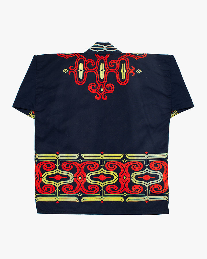 Vintage Ainu Jacket, Navy with Faded Red and Gold