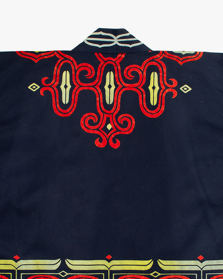 Vintage Ainu Jacket, Navy with Faded Red and Gold