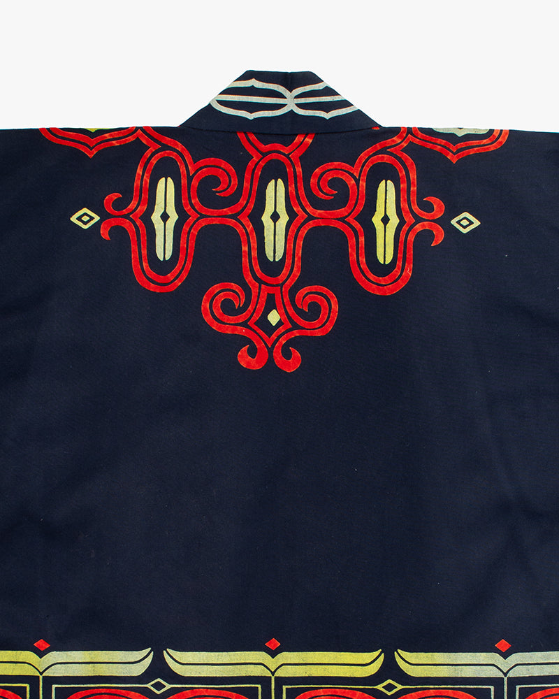 Vintage Ainu Jacket, Navy with Faded Red and Gold