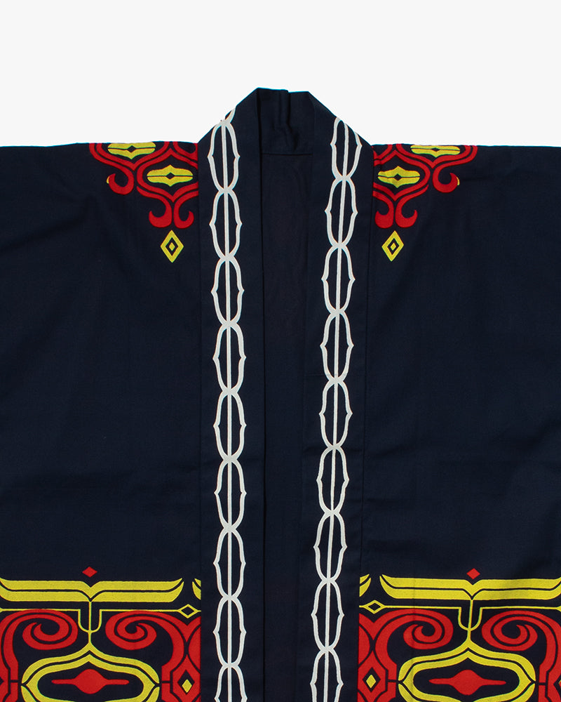 Vintage Ainu Jacket, Navy with Red and Yellow
