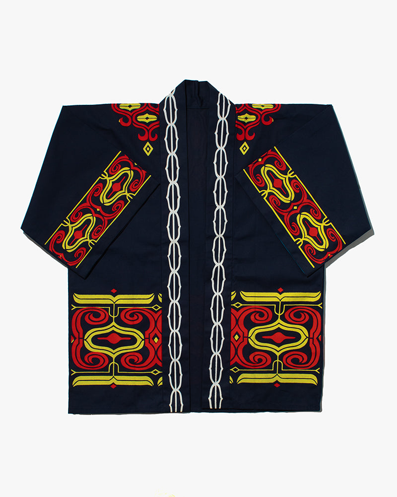 Vintage Ainu Jacket, Navy with Red and Yellow