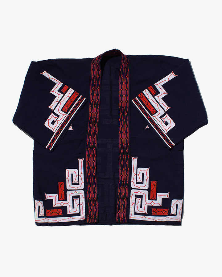 Vintage Ainu Jacket, Navy with Red and White