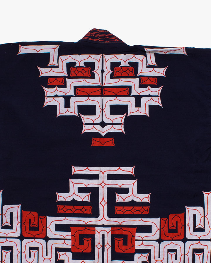 Vintage Ainu Jacket, Navy with Red and White