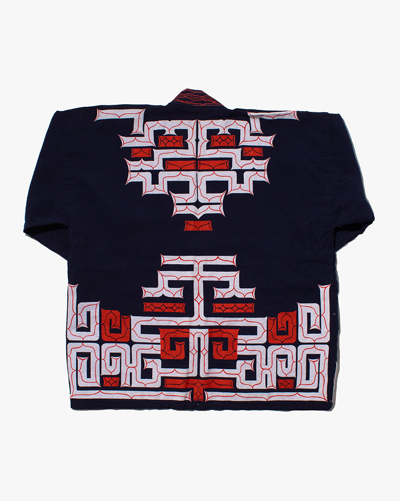 Vintage Ainu Jacket, Navy with Red and White