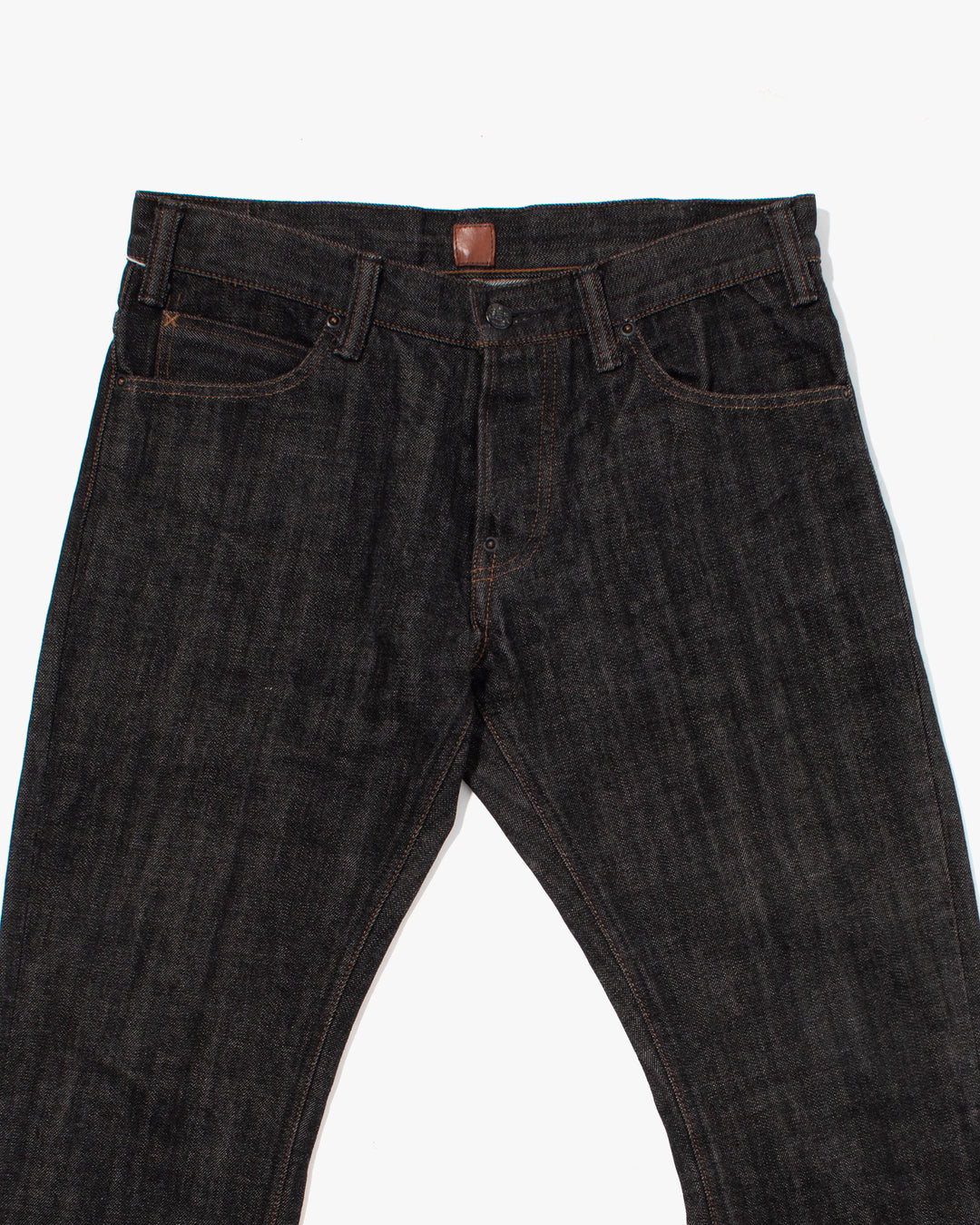 Japanese Repro Denim Jeans, Geruga, Washed Black with Brown Stitching - 33