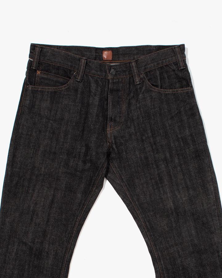 Japanese Repro Denim Jeans, Geruga, Washed Black with Brown Stitching - 33