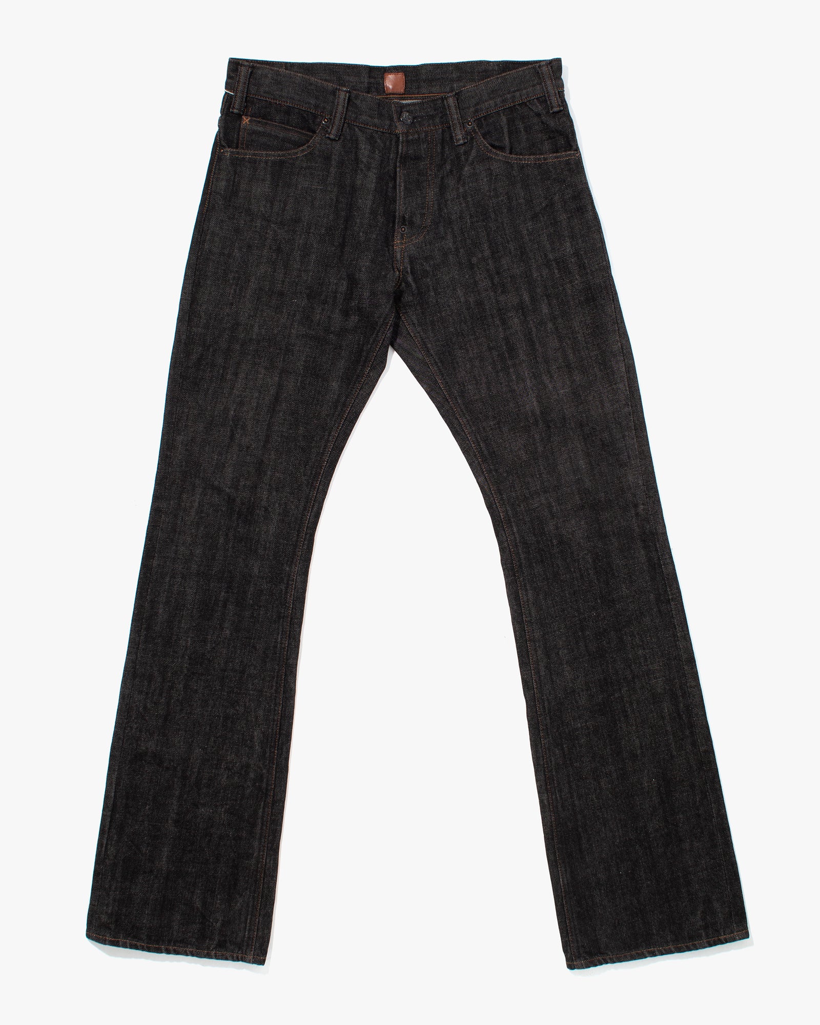 Japanese Repro Denim Jeans, Geruga, Washed Black with Brown Stitching - 33