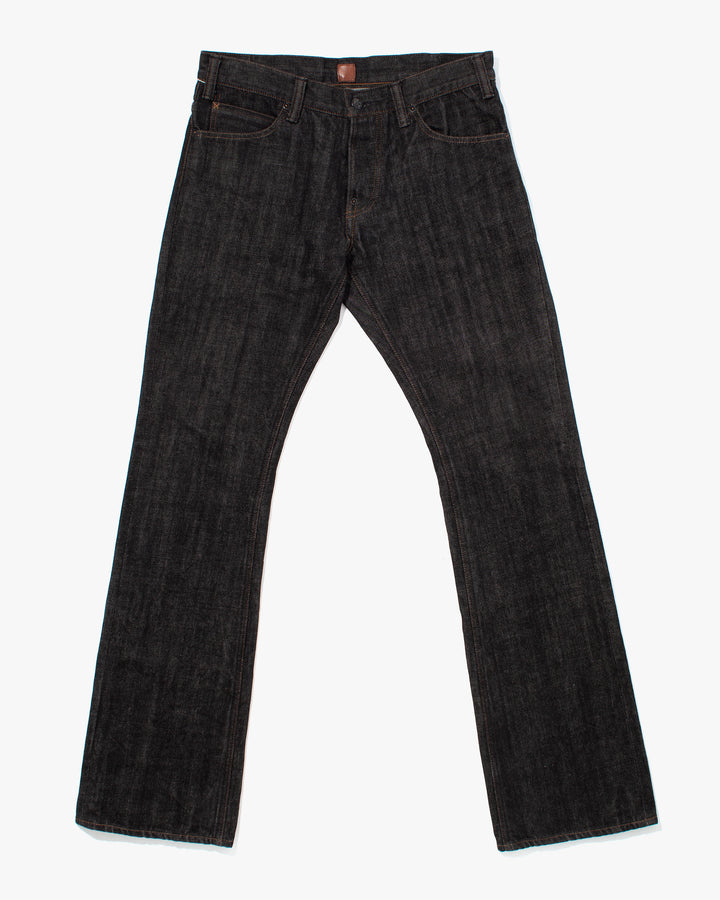 Japanese Repro Denim Jeans, Geruga, Washed Black with Brown Stitching - 33