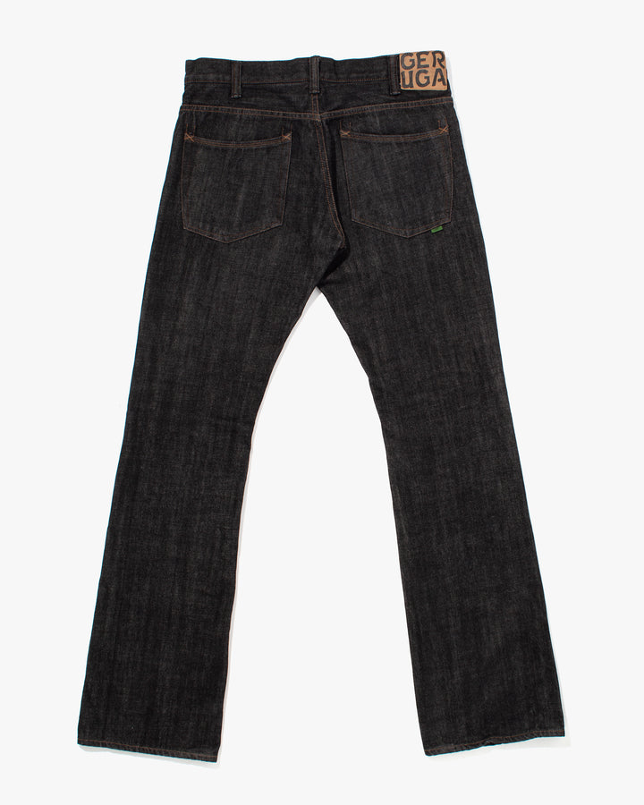 Japanese Repro Denim Jeans, Geruga, Washed Black with Brown Stitching - 33