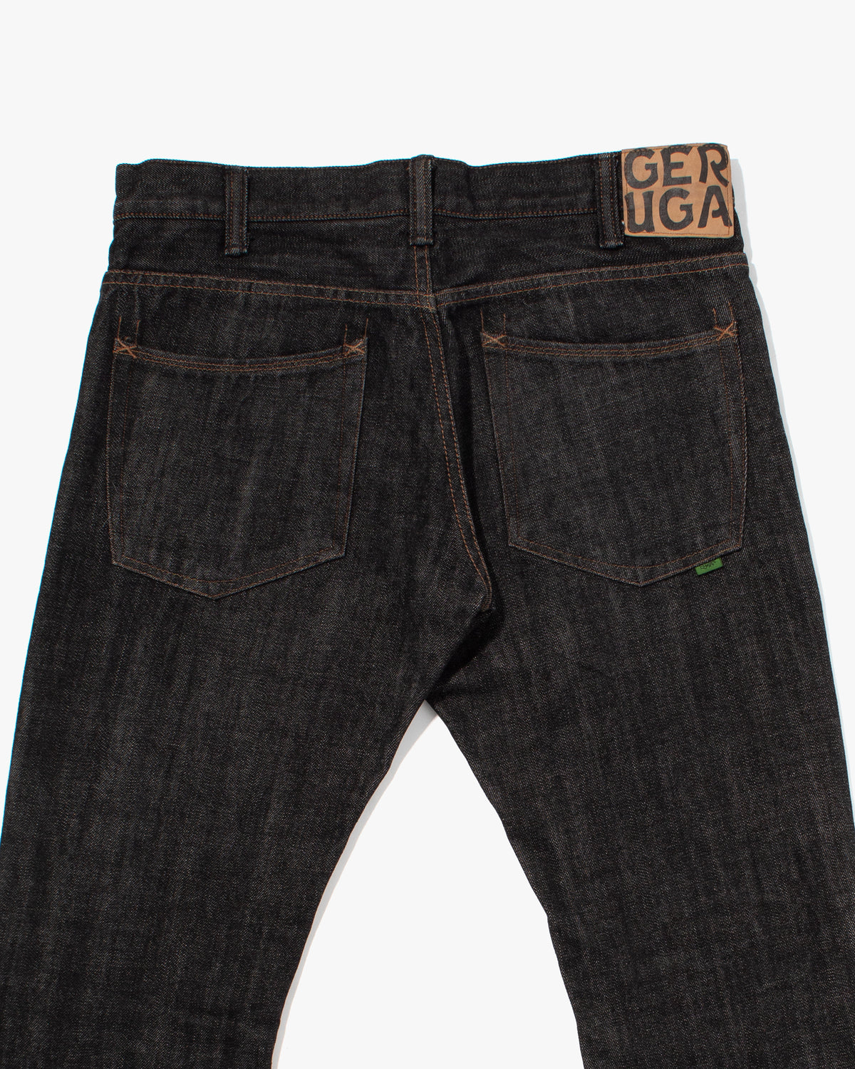 Japanese Repro Denim Jeans, Geruga, Washed Black with Brown Stitching - 33