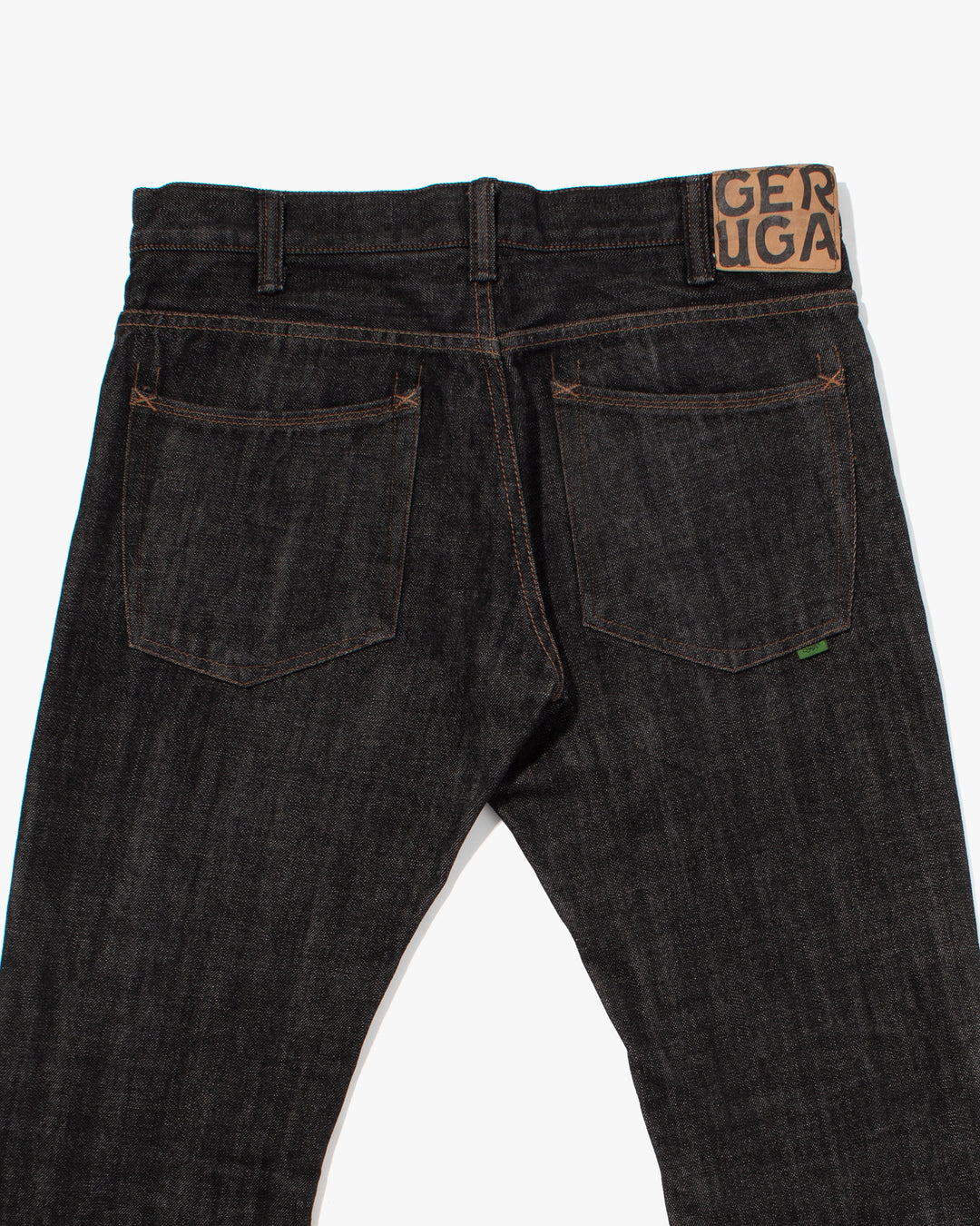Japanese Repro Denim Jeans, Geruga, Washed Black with Brown Stitching - 33