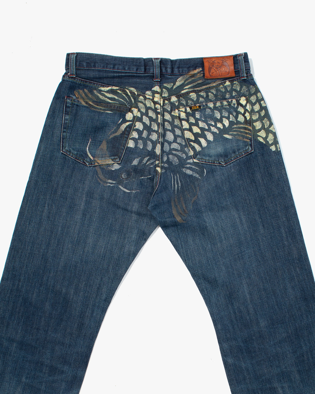 Japanese Repro Denim Jeans, Zen Denim, Painted Koi - 34