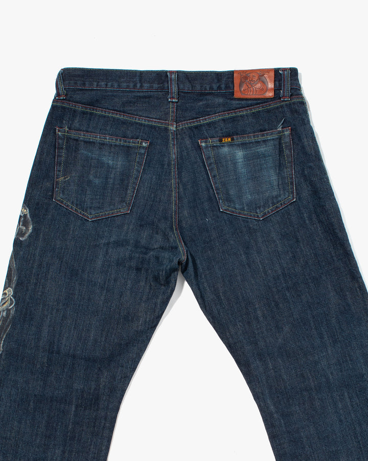 Japanese Repro Denim Jeans, Zen Denim, Painted Warriors - 36"