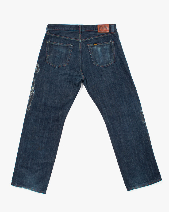 Japanese Repro Denim Jeans, Zen Denim, Painted Warriors - 36"