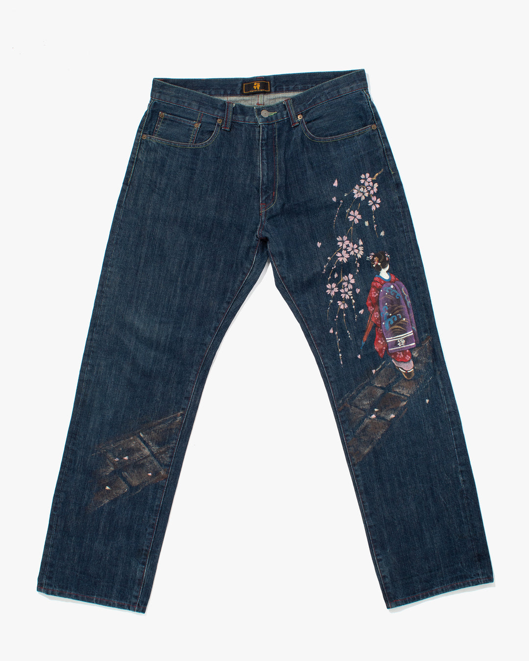 Japanese Repro Denim Jeans, Zen Denim, Painted Woman - 35"