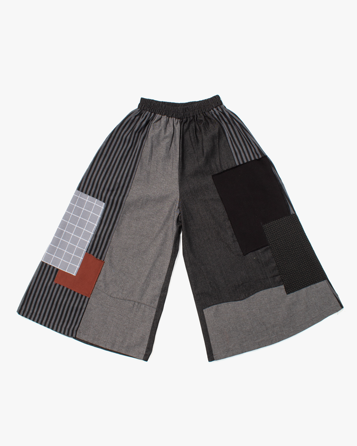 Kiriko Custom Pants, Black and Charcoal Patched, Wide Leg