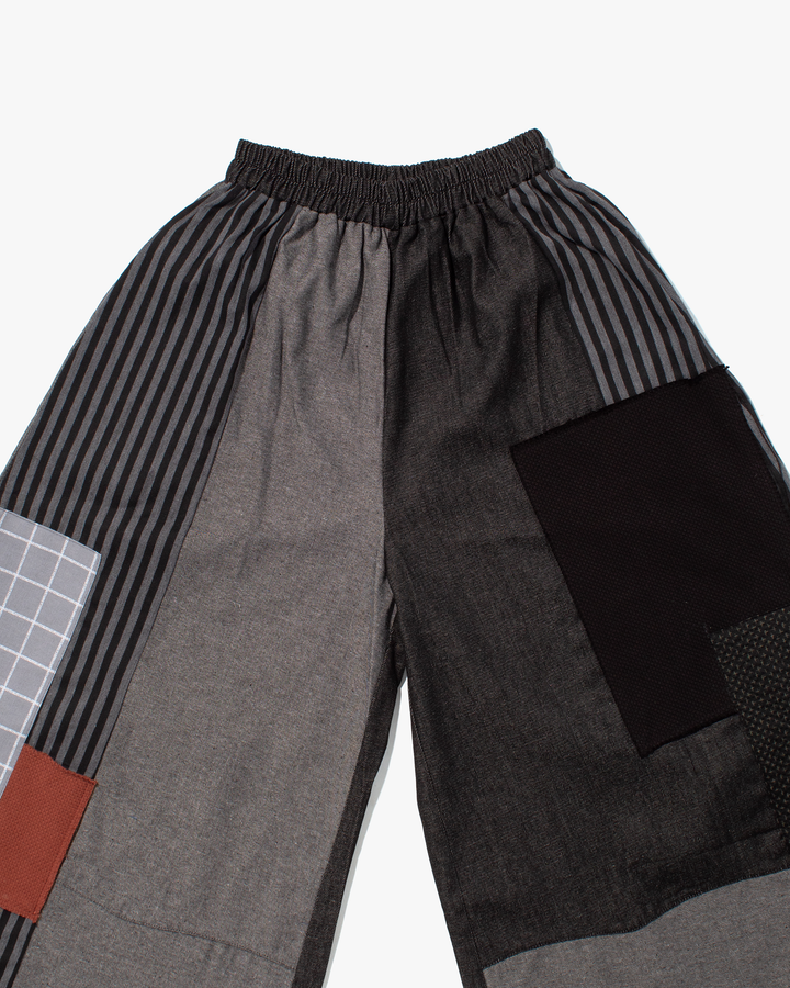 Kiriko Custom Pants, Black and Charcoal Patched, Wide Leg