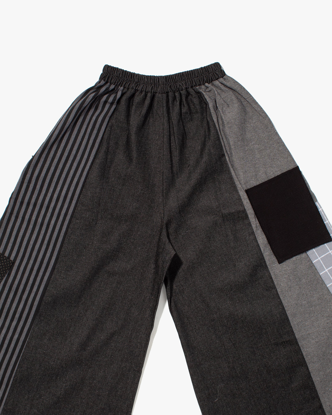 Kiriko Custom Pants, Black and Charcoal Patched, Wide Leg