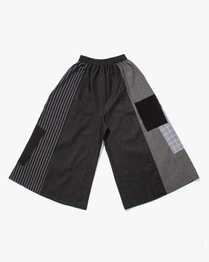 Kiriko Custom Pants, Black and Charcoal Patched, Wide Leg